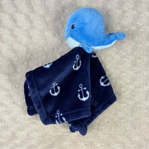 Hudson Baby HB Blue Whale Lovey Security Blanket White Anchors Plush Toy